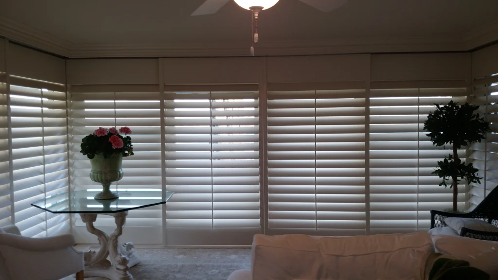 room filled with window shutters