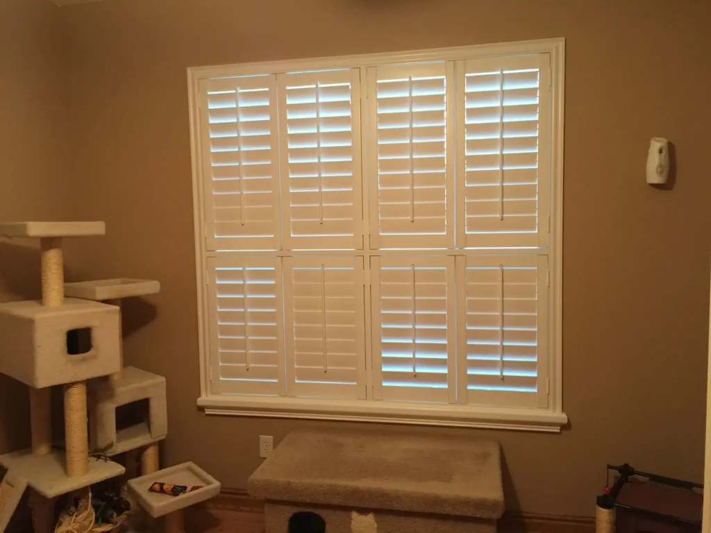 islander pvc series shutters in a pet room