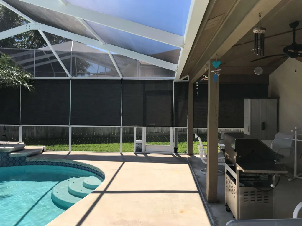 solar shades on a swimming pool
