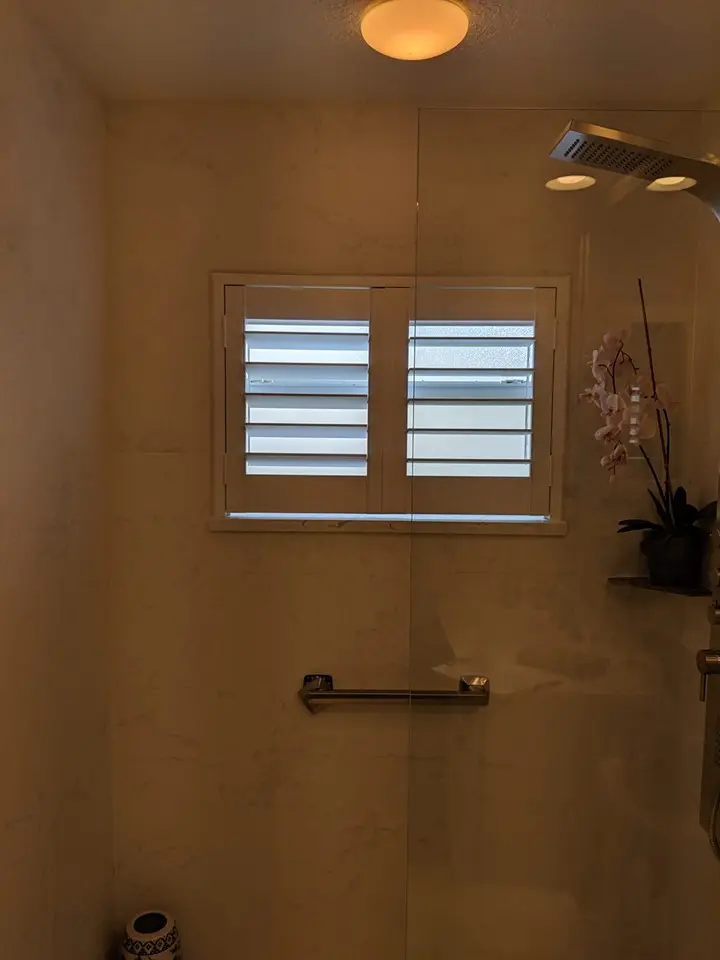custom window treatment for the shower