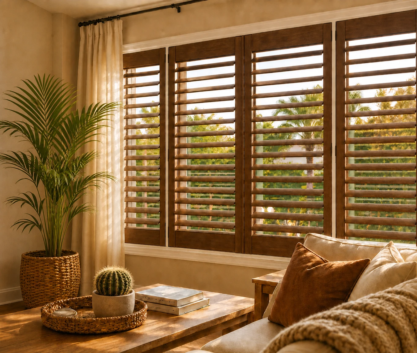 Room with Special Walnut stained shutters